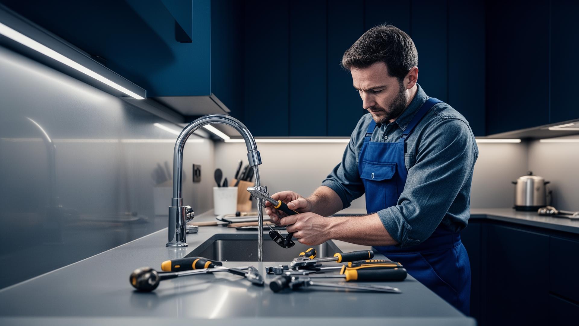 Professional tradesperson carrying out maintenance